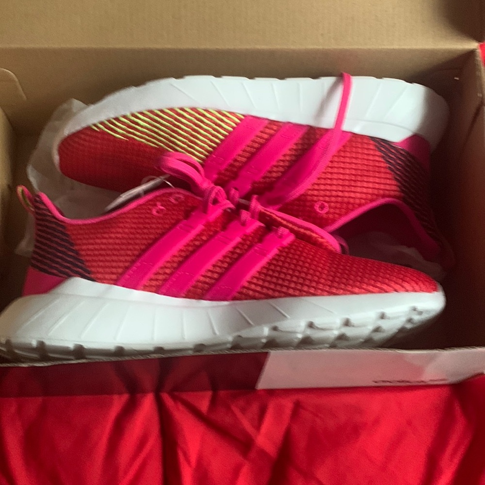 I am selling pink,red,green,blue adidas the size is 5 the price is 45